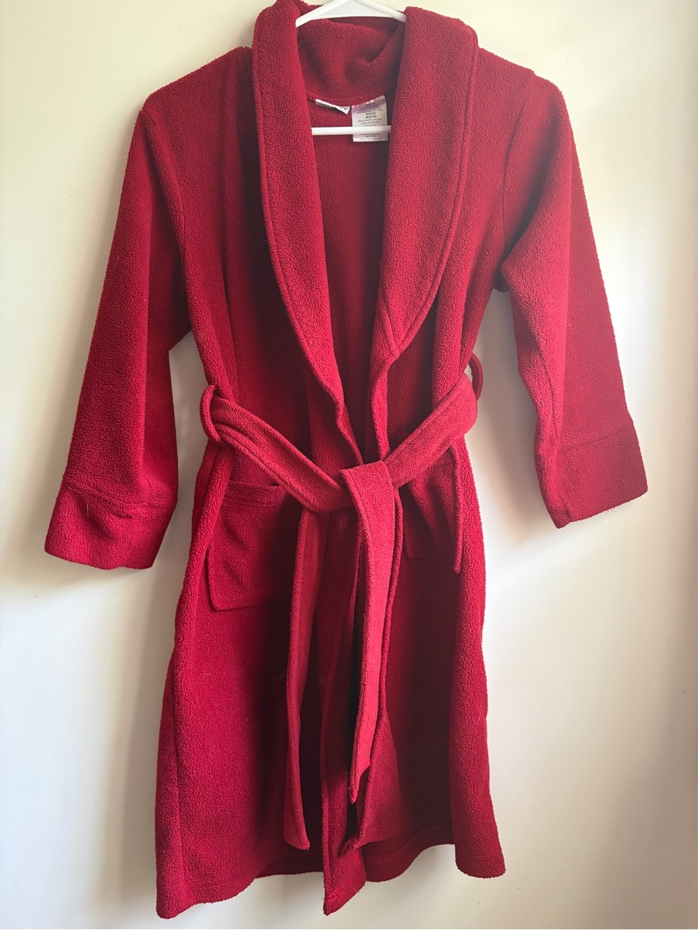 Simply Basic Boys Red Fleece Bathrobe Size Medium 8/10 Warm Cozy Fall